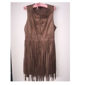 BCBG suede fringe dress